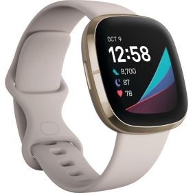 FITBIT SENSE, LUNAR WHITE/SOFT GOLD STAINLESS STEEL-EX