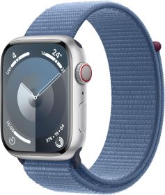 APPLE WATCH SERIES 9 GPS + CELLULAR 41MM SILVER ALUMINIUM CASE WITH WINTER BLUE SPORT LOOP
