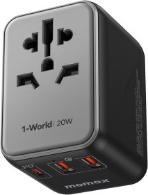 MOMAX TRAVEL ADAPTER, BLACK