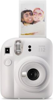 FUJIFILM INSTAX MINI 12 BUNDLE (WITH 10EXP FILM/HAND STRAP)-CLAY WHITE